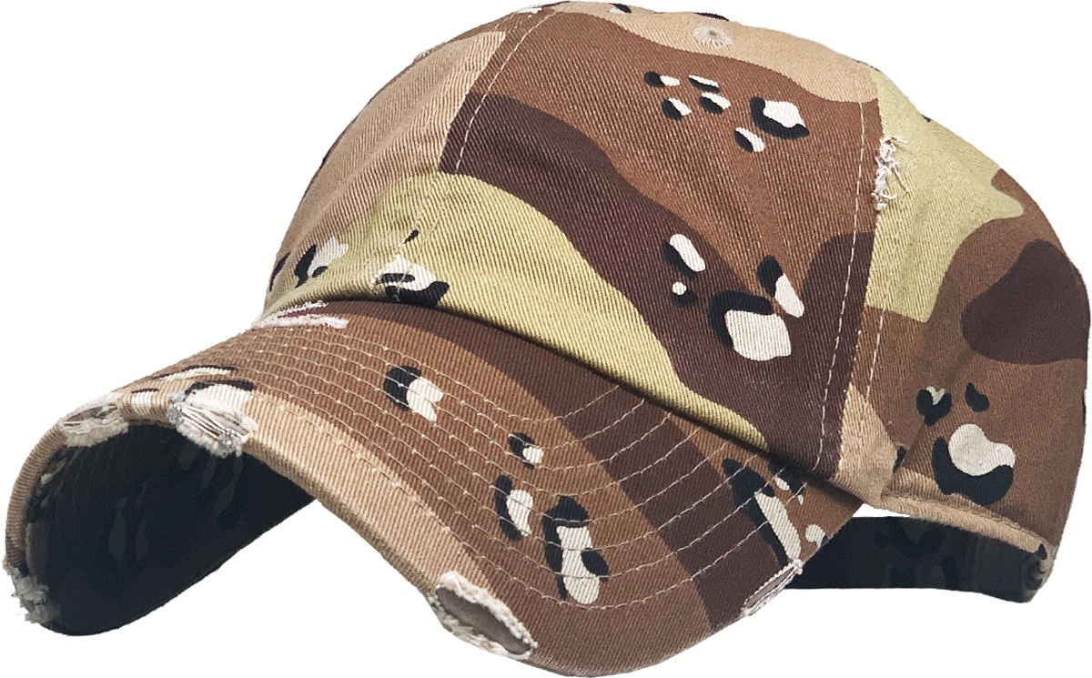 Desert Camouflage Distressed Vintage Baseball Cap Front Side View